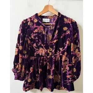 Dear John velvet purple blouse women's M